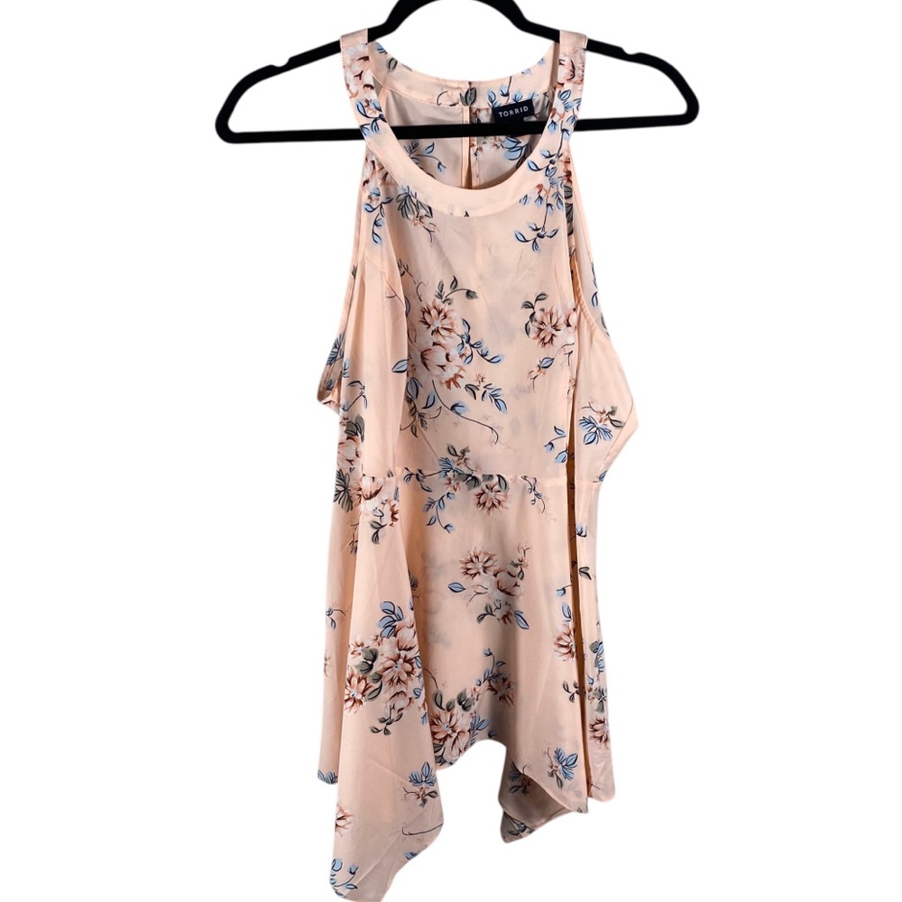 Torrid sleeveless Floral Chiffon Tank Peach and Blue Torrid Sz 0=10/12
